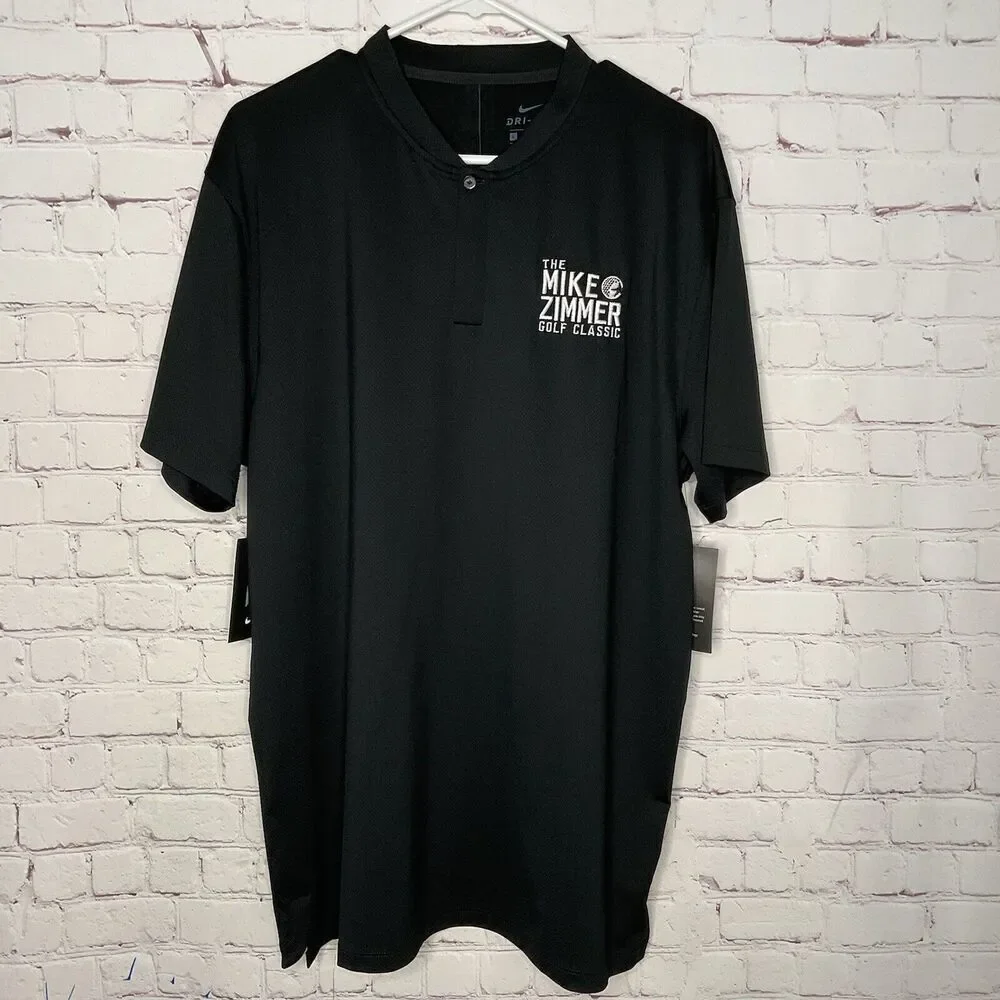Nike Dri-Fit Men’s Large The Mike Zimmer Mock Neck Black Golf‎ Polo Shirt